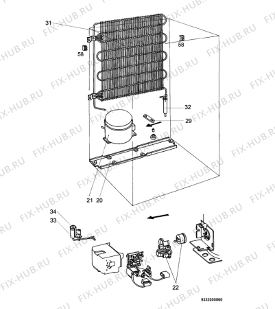 Взрыв-схема холодильника Frigidaire RT157 - Схема узла Cooling system 017